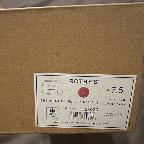Rothy's The Point II Women's Flats in Hibiscus Chantilly 7.5 NIB - Picture 15 of 16